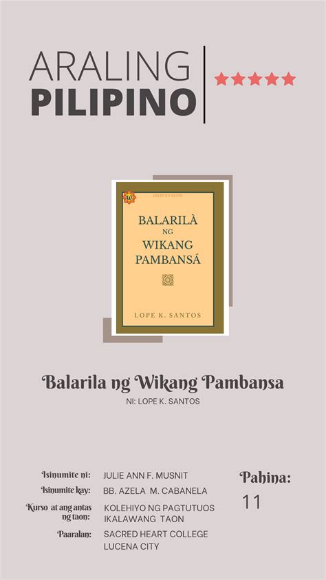 balarila ng wikang pambansa|(DOC) Baralirang wika .